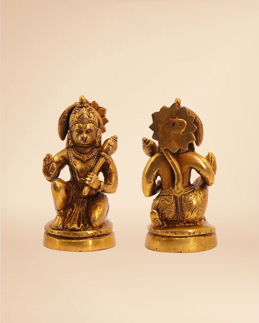 Handcrafted Brass Hanuman Idol 5inch x 2.5inch - Bajrang Bali Statue for Puja & Home