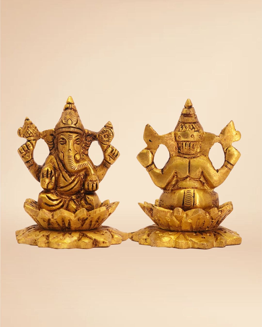 Handcrafted Brass Ganesha Idol 3inch x 2.5inch Auspicious Ganesh Statue for Home & Puja
