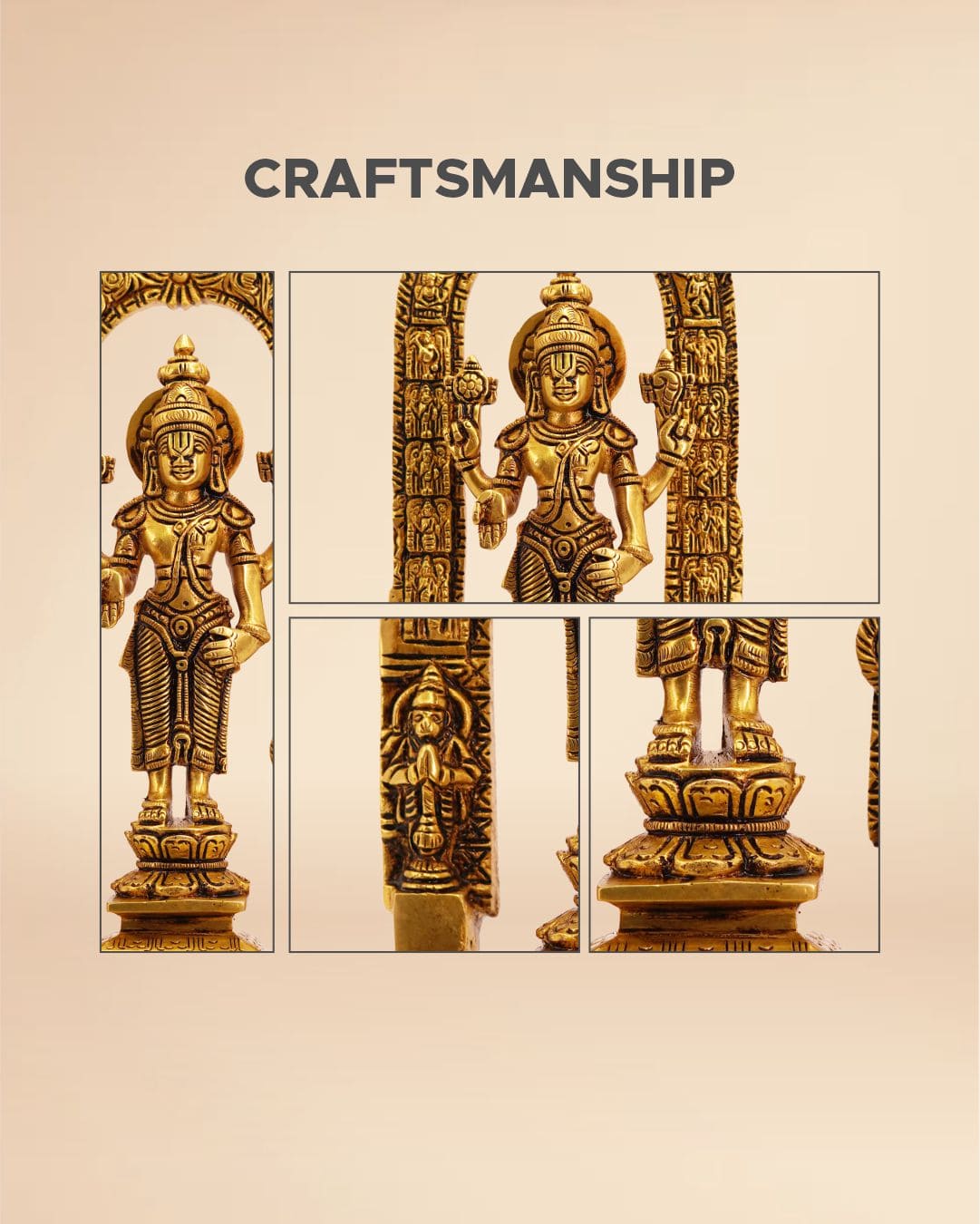 Handcrafted Brass Balaji Idol 15inch x 7inch - Lord Venkateshwara Standing Statue