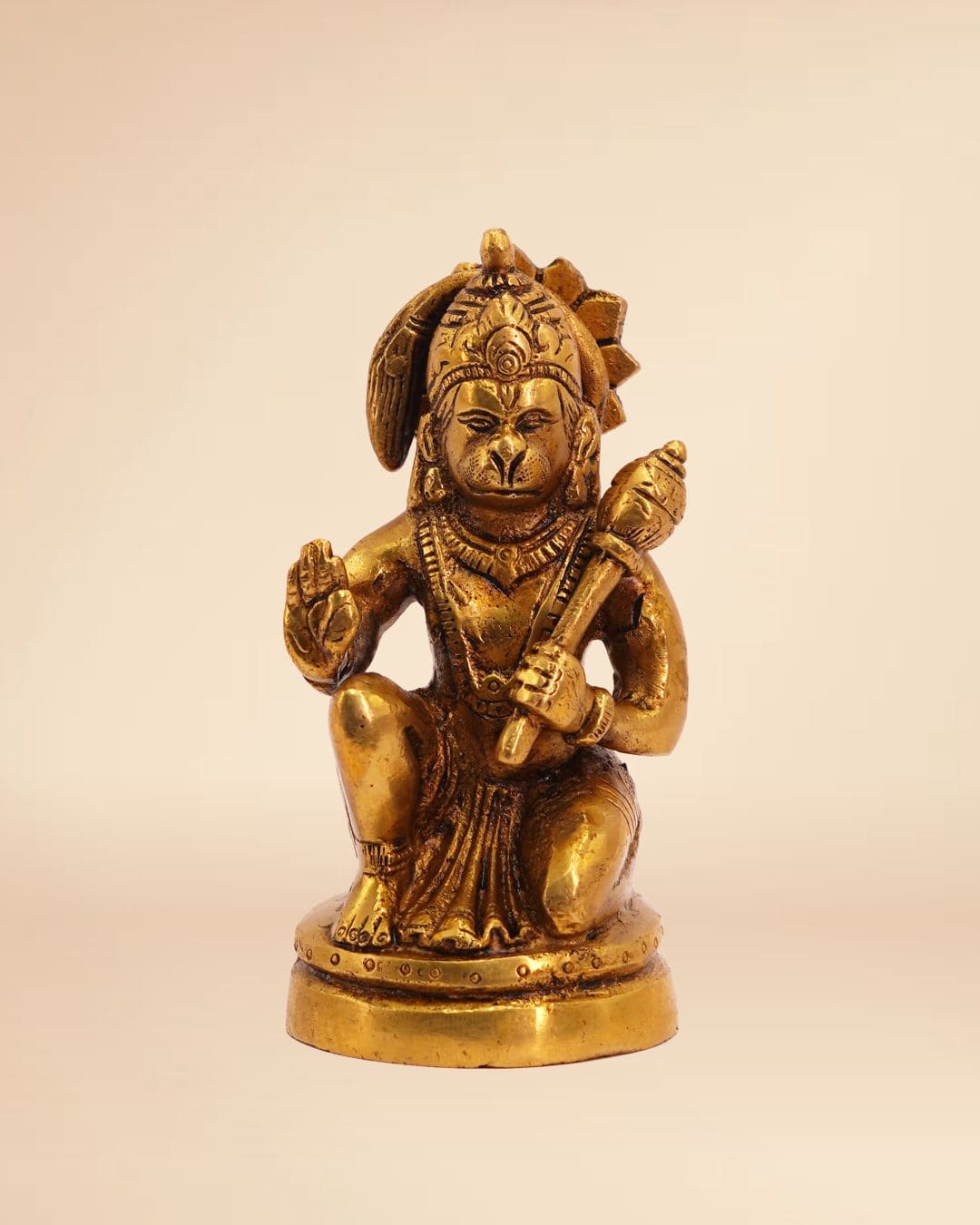 Handcrafted Brass Hanuman Idol 5inch x 2.5inch - Bajrang Bali Statue for Puja & Home
