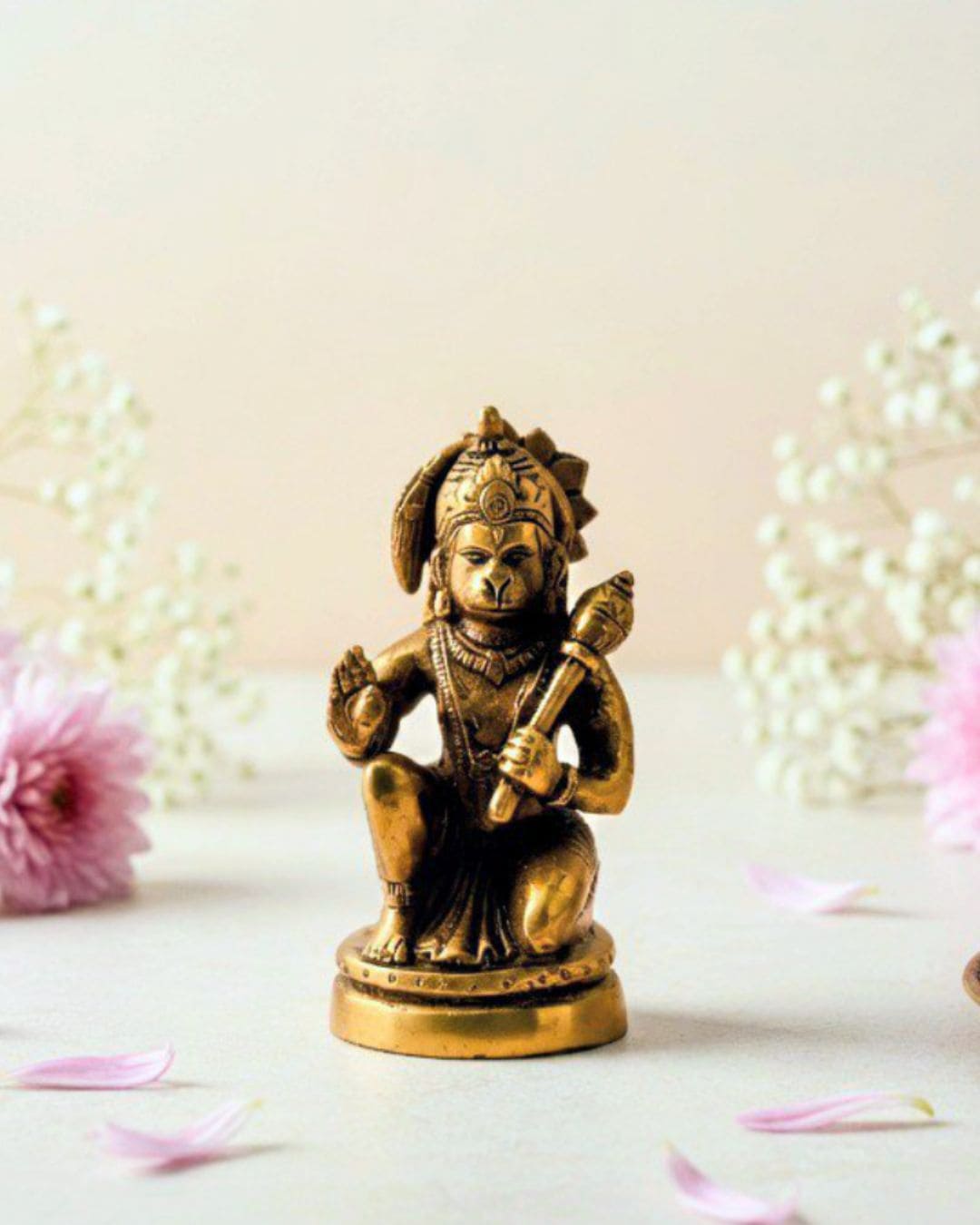 Handcrafted Brass Hanuman Idol 5inch x 2.5inch - Bajrang Bali Statue for Puja & Home